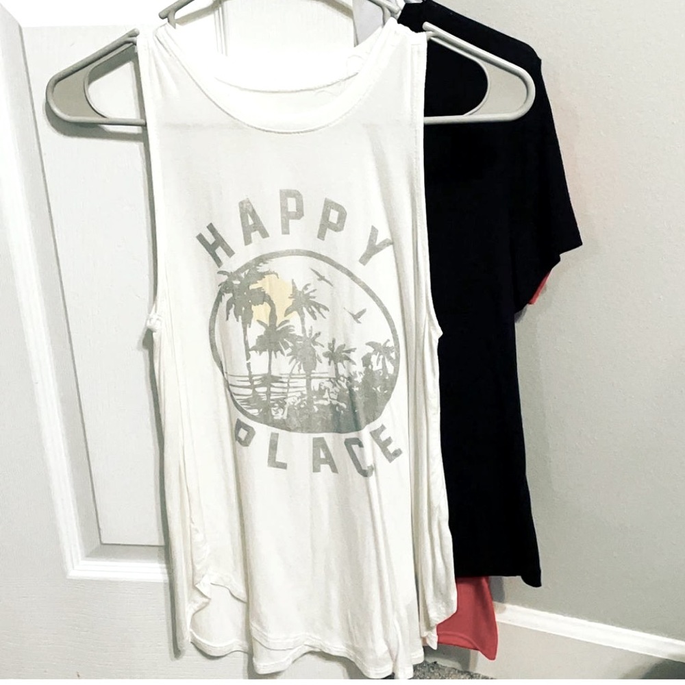 “Happy Place” Soft Graphic tank top.